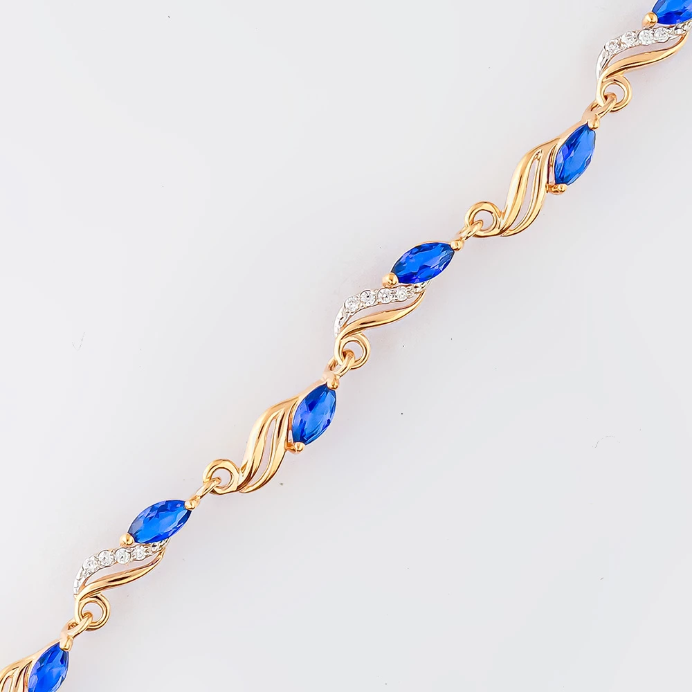 Браслет с сапфиром синтетическим из красного золота 585 пробы