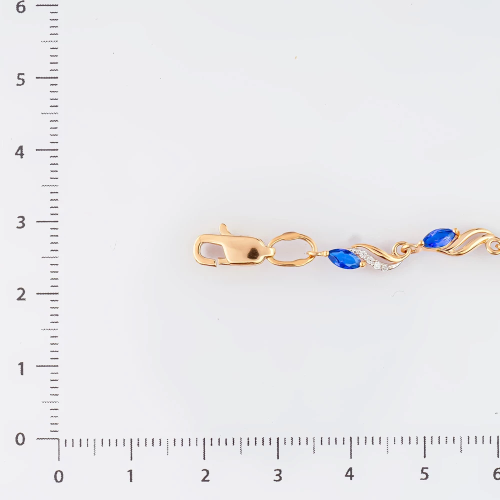 Браслет с сапфиром синтетическим из красного золота 585 пробы