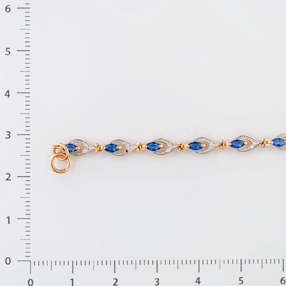 Браслет с сапфиром синтетическим из красного золота 585 пробы