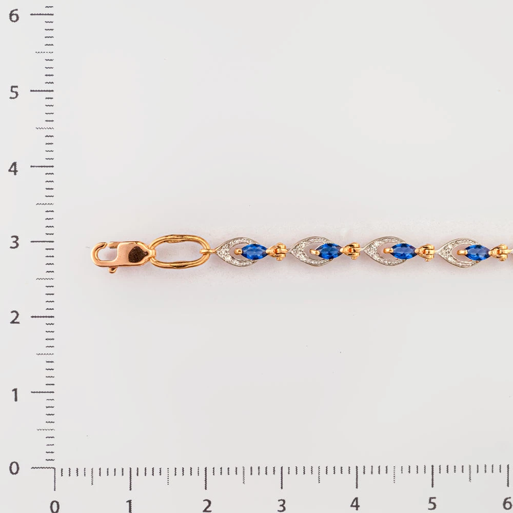 Браслет с сапфиром синтетическим из красного золота 585 пробы