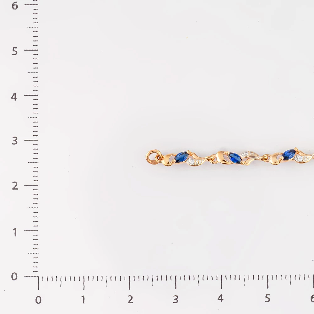 Браслет с сапфиром синтетическим из красного золота 585 пробы