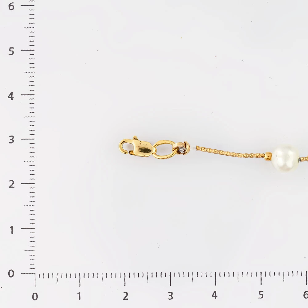 Браслет с культивированным жемчугом из желтого золота 585 пробы
