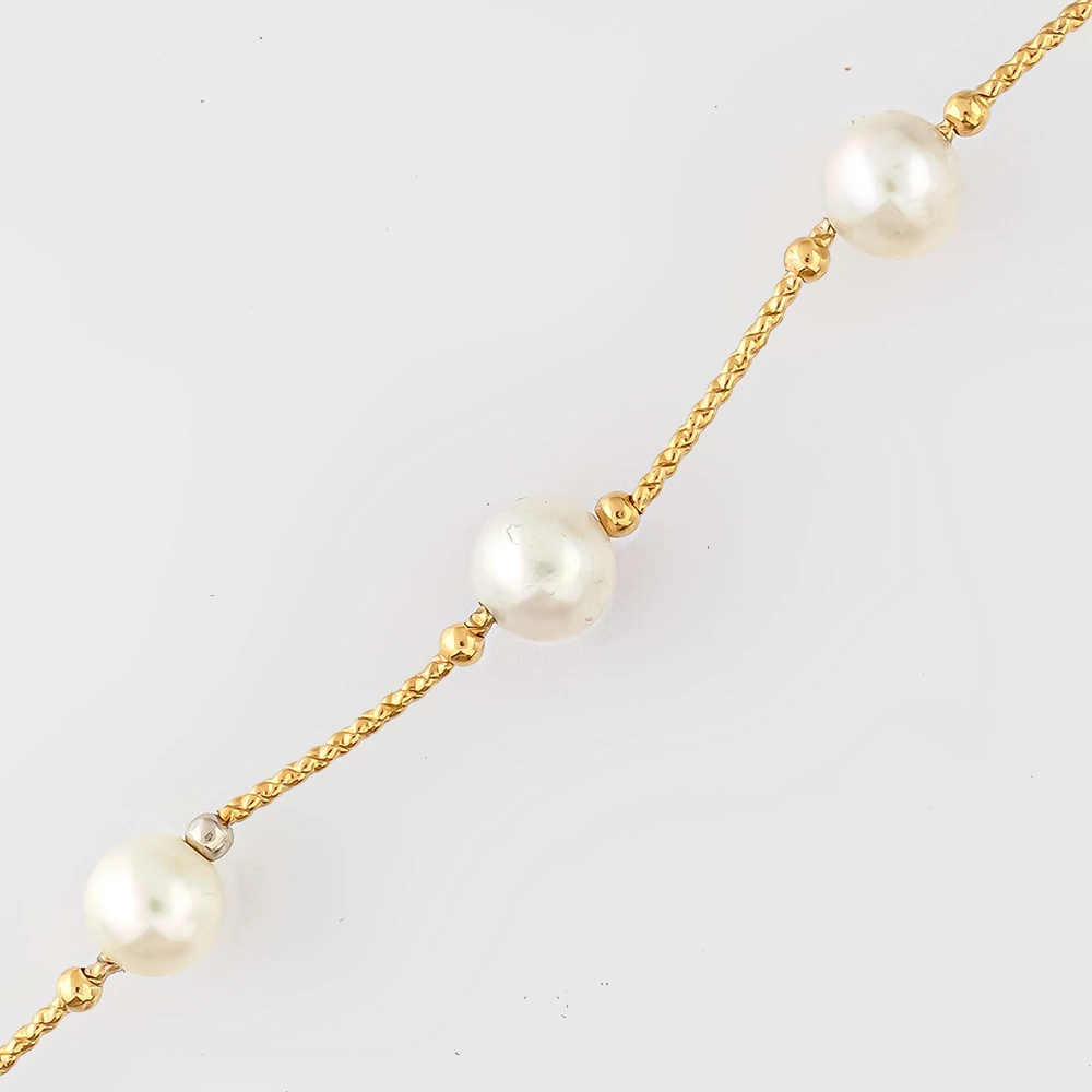 Браслет с культивированным жемчугом из желтого золота 585 пробы