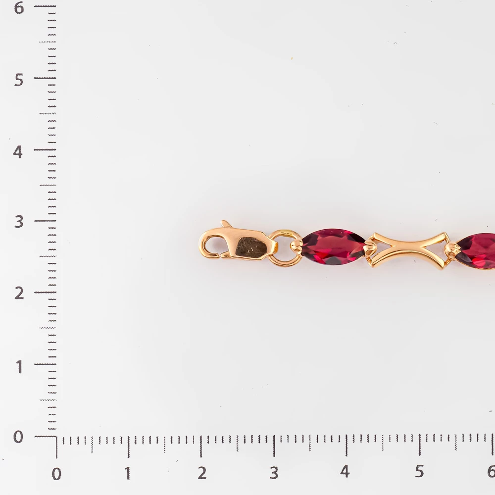 Браслет с гранатом из красного золота 585 пробы