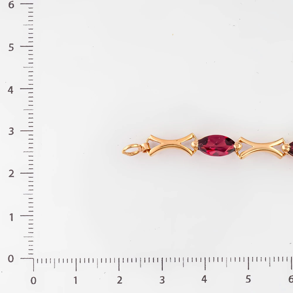 Браслет с гранатом из красного золота 585 пробы