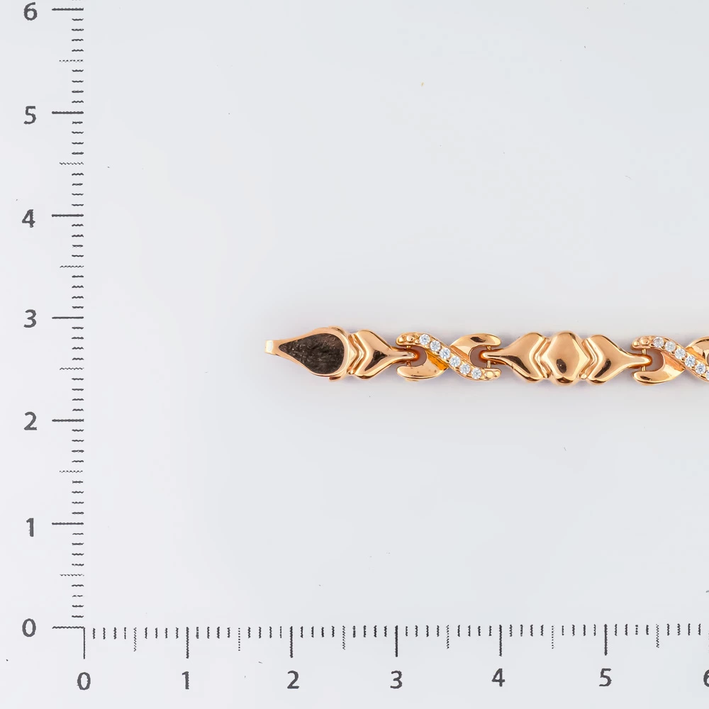 Браслет с фианитом из красного золота 585 пробы