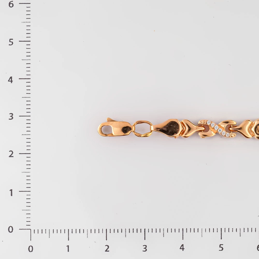 Браслет с фианитом из красного золота 585 пробы