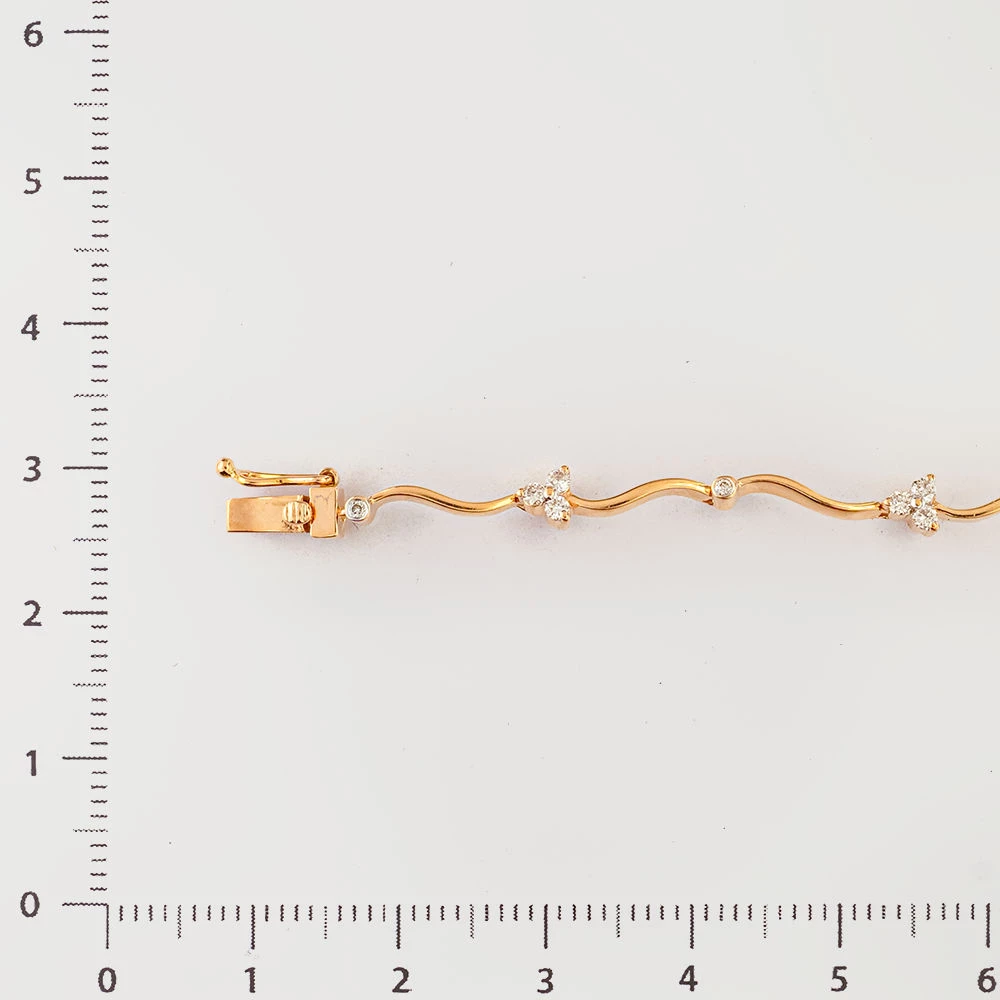 Браслет с бриллиантом из красного золота 585 пробы