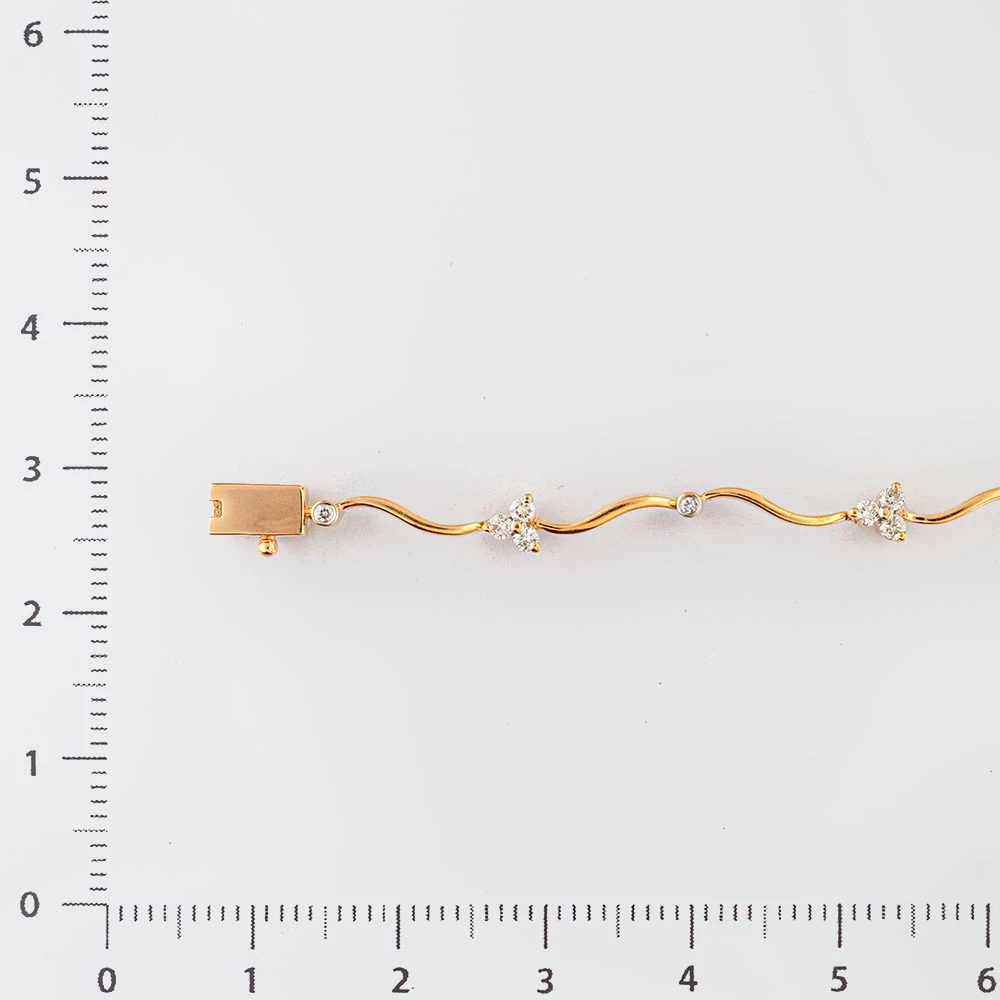 Браслет с бриллиантом из красного золота 585 пробы