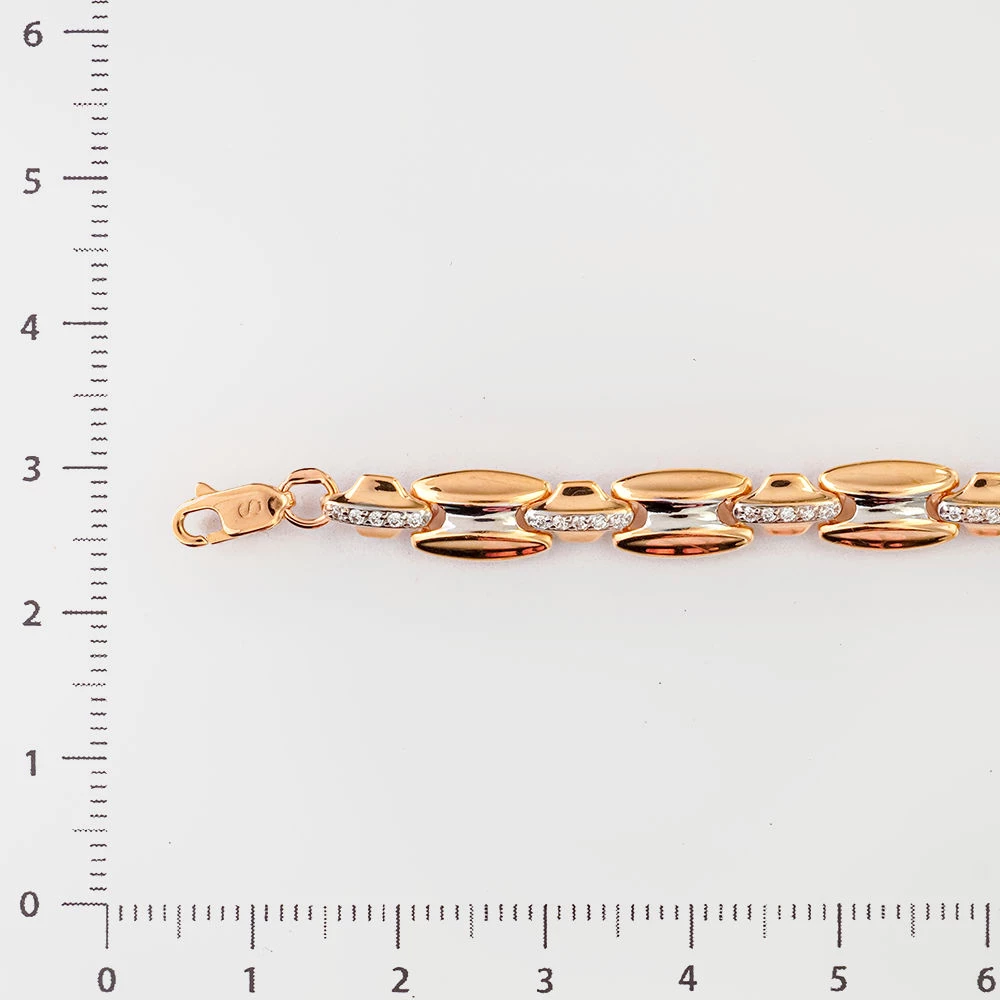 Браслет с фианитом из красного золота 585 пробы