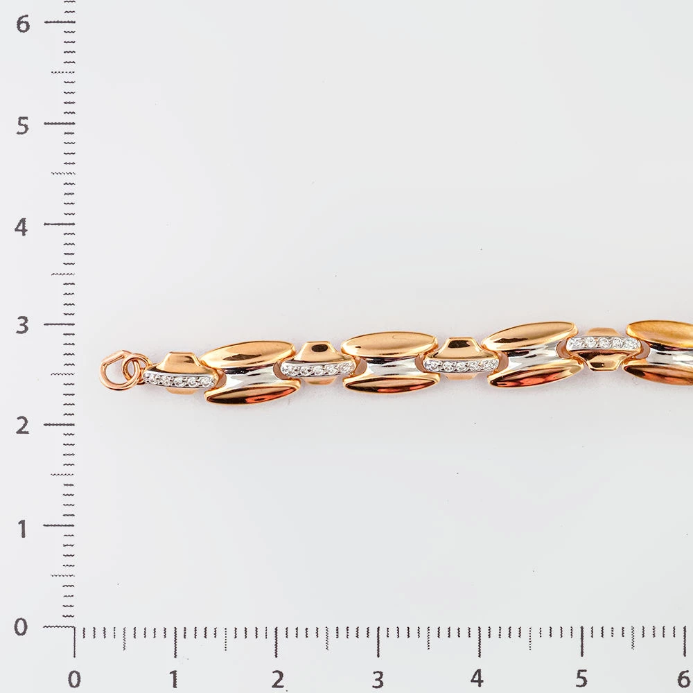 Браслет с фианитом из красного золота 585 пробы