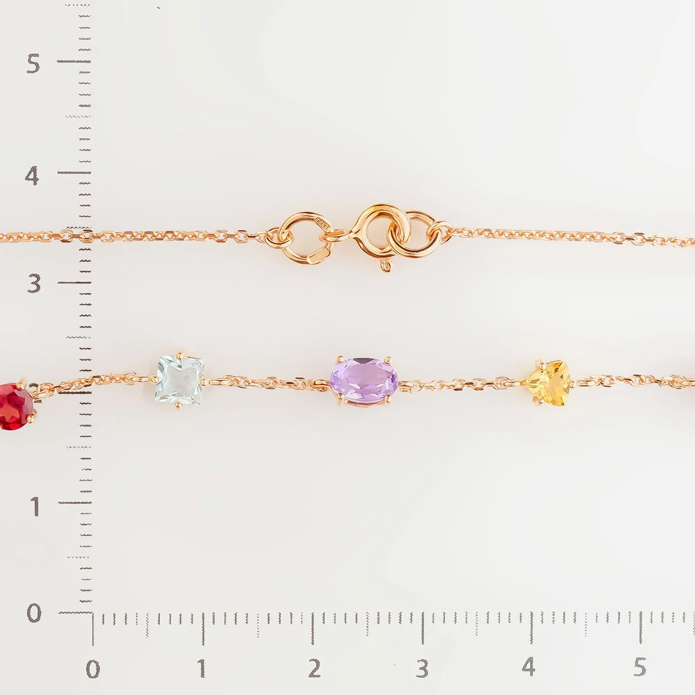 Браслет с аметистом из красного золота 585 пробы