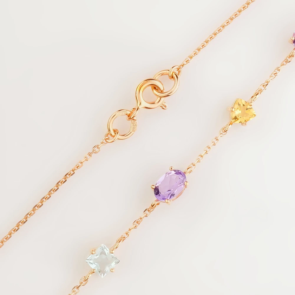 Браслет с аметистом из красного золота 585 пробы