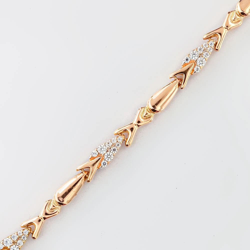 Браслет с фианитом из красного золота 585 пробы