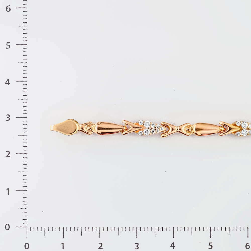 Браслет с фианитом из красного золота 585 пробы