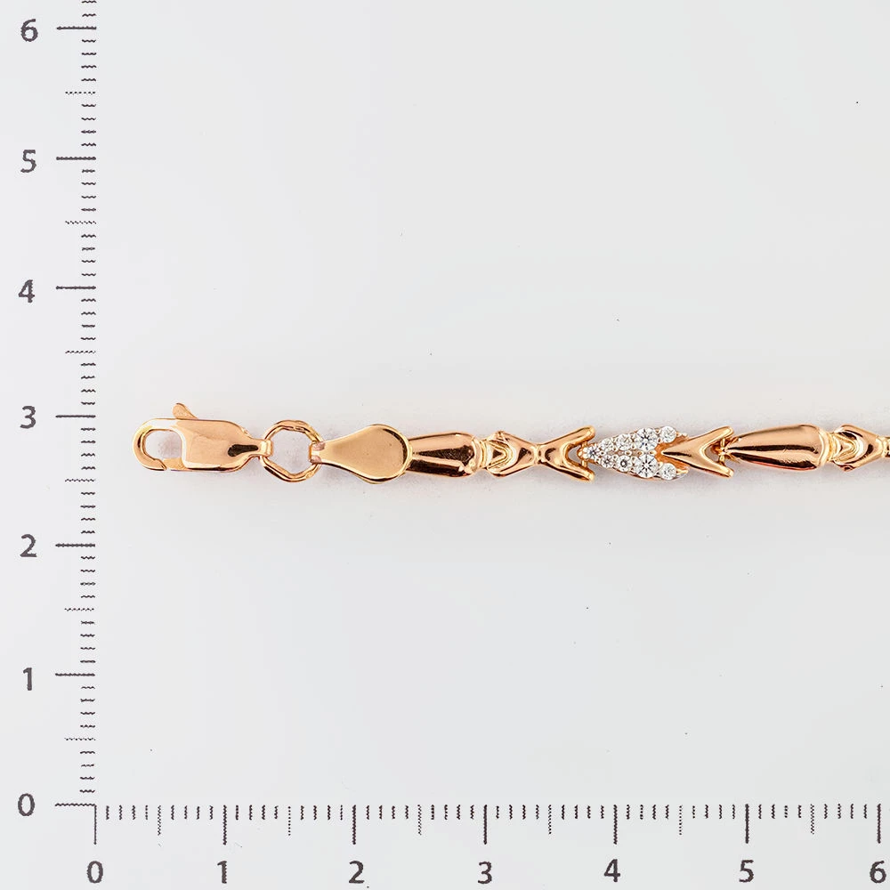 Браслет с фианитом из красного золота 585 пробы