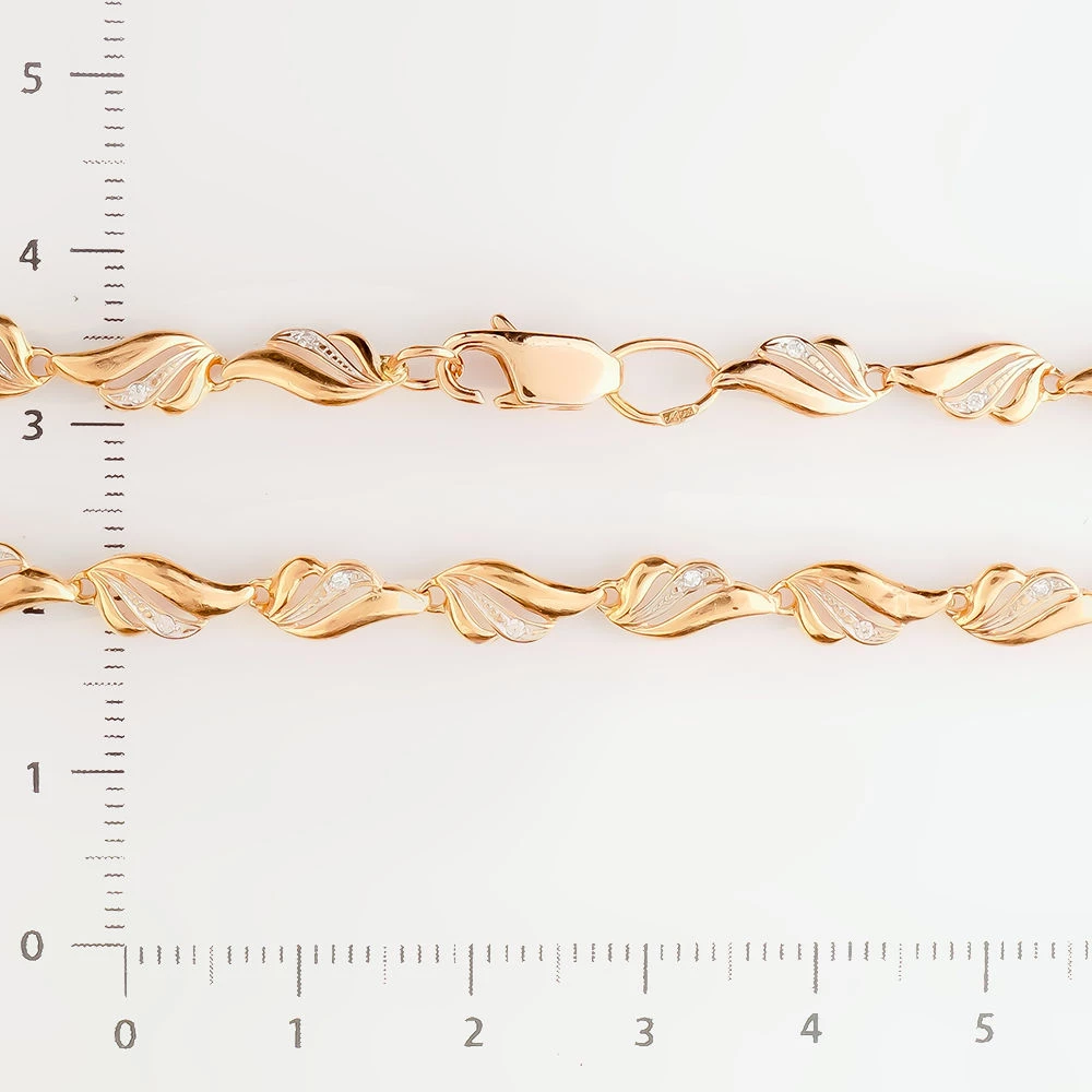 Браслет с фианитом из красного золота 585 пробы