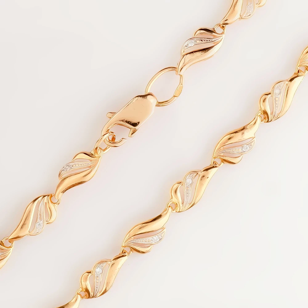 Браслет с фианитом из красного золота 585 пробы