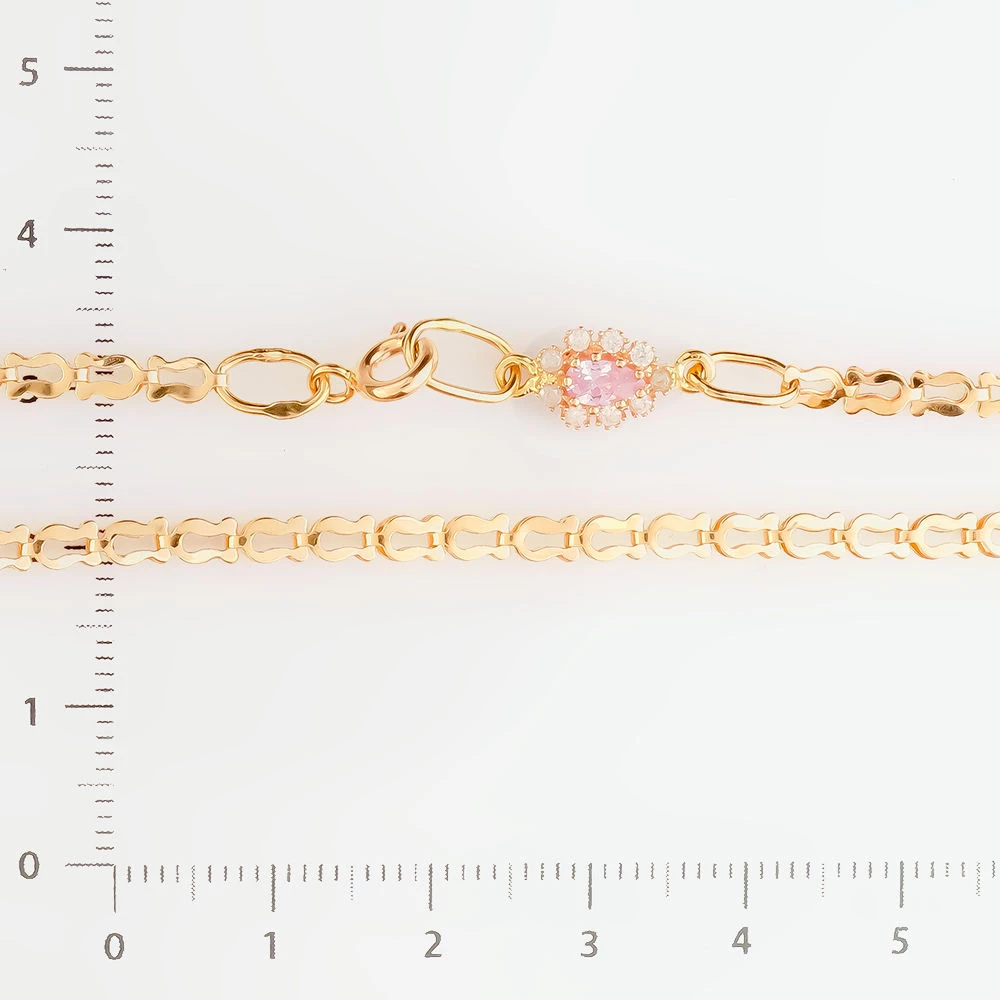 Браслет с фианитом из красного золота 585 пробы