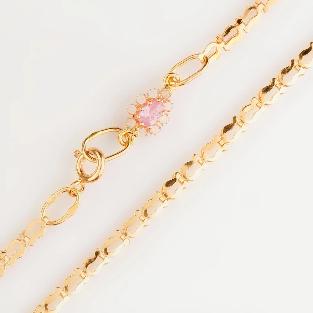 Браслет с фианитом из красного золота 585 пробы