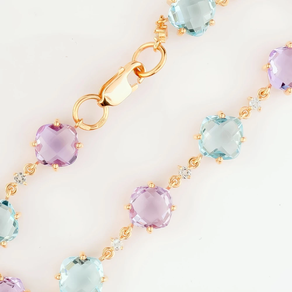 Браслет с топазом из красного золота 585 пробы