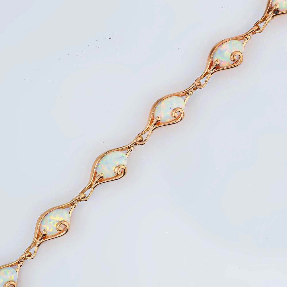 Браслет с опалом синтетическим из красного золота 585 пробы