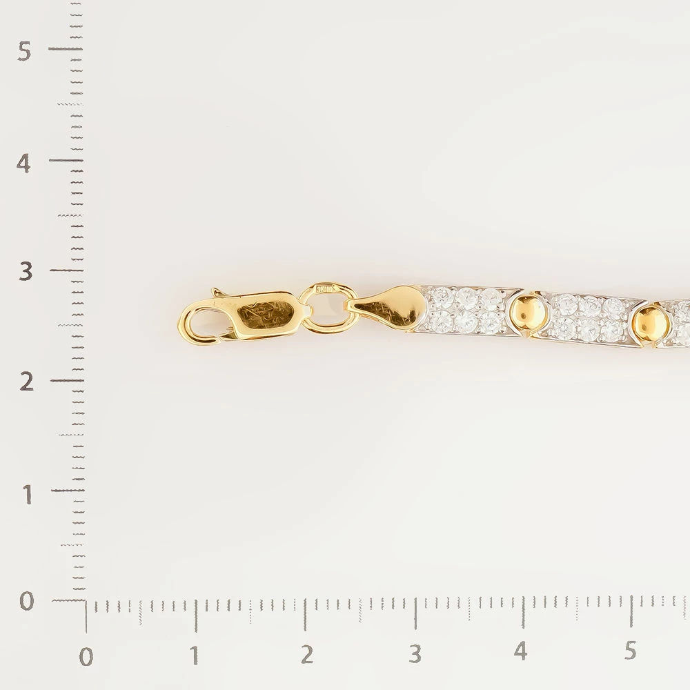 Браслет с фианитом из желтого золота 585 пробы