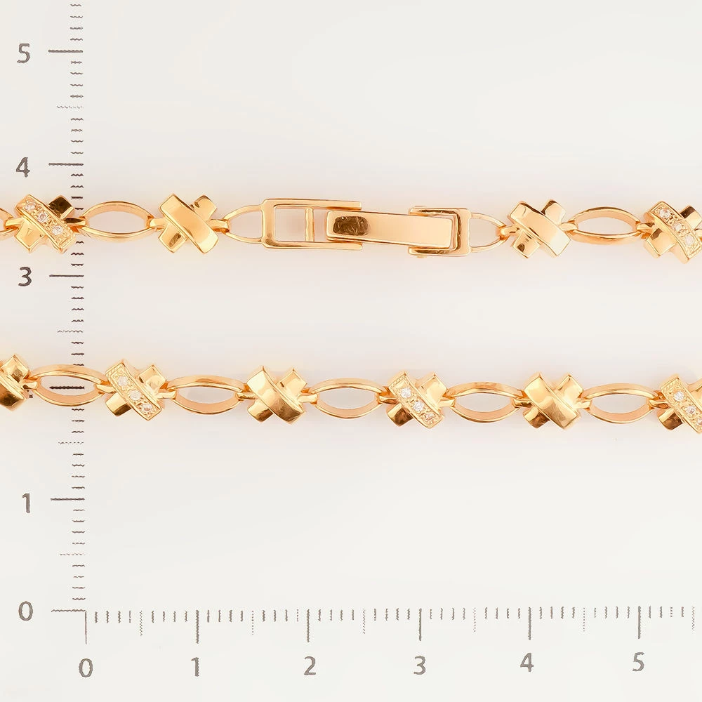 Браслет с фианитом из красного золота 585 пробы