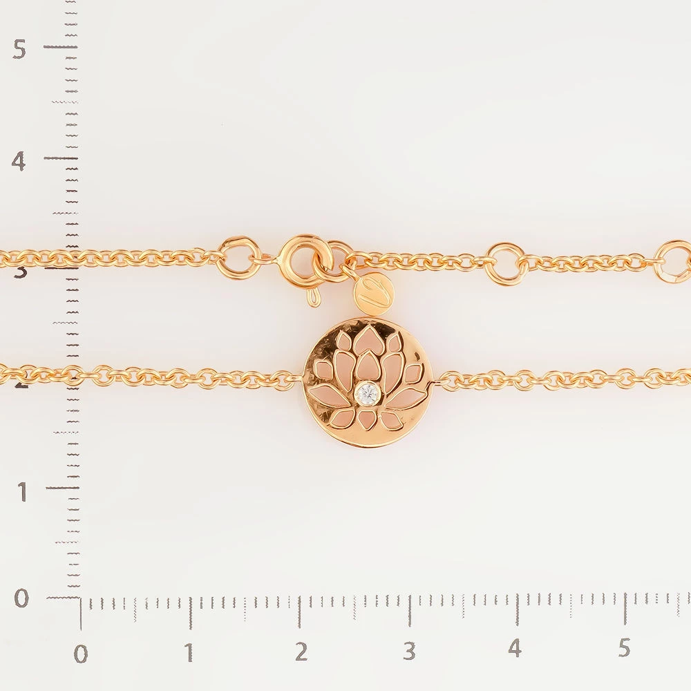 Браслет с фианитом из красного золота 585 пробы