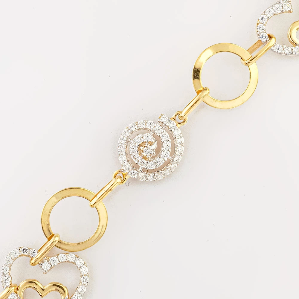 Браслет с фианитом из желтого золота 585 пробы