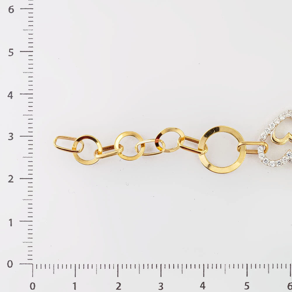 Браслет с фианитом из желтого золота 585 пробы