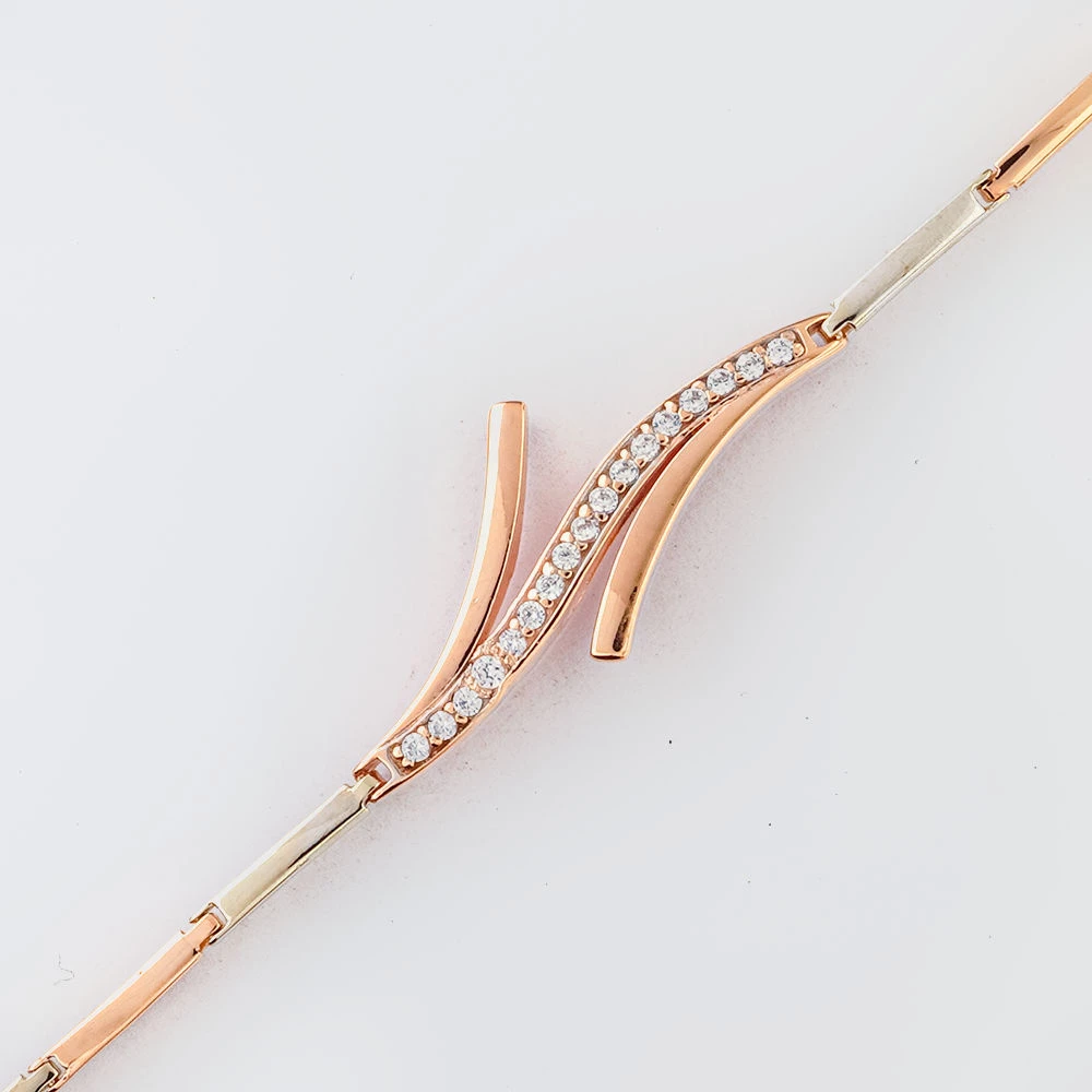 Браслет с фианитом из красного золота 585 пробы