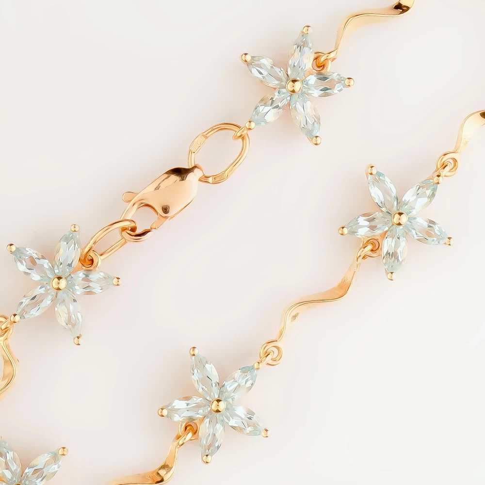 Браслет с фианитом из красного золота 585 пробы