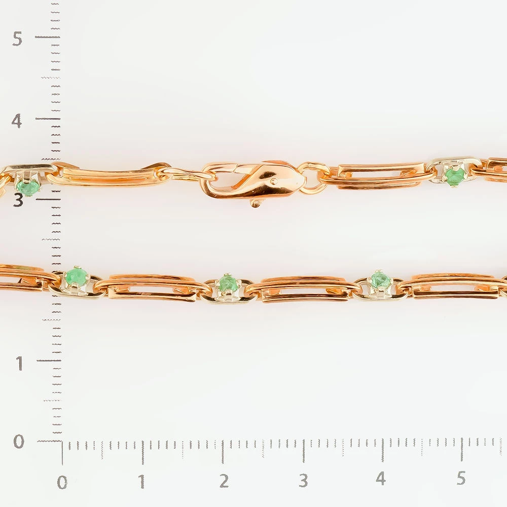 Браслет с изумрудом из красного золота 585 пробы