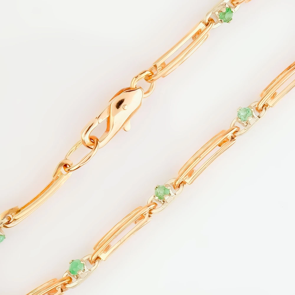 Браслет с изумрудом из красного золота 585 пробы