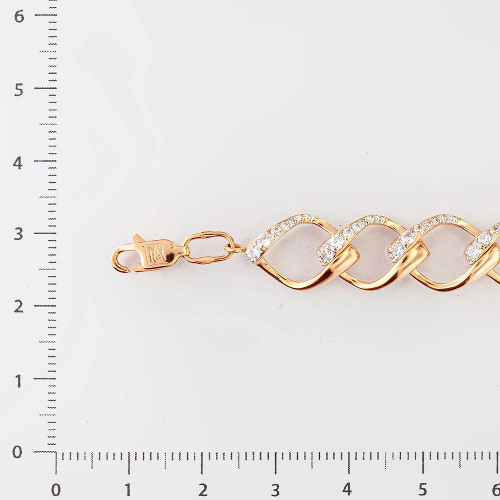 Браслет с фианитом из красного золота 585 пробы