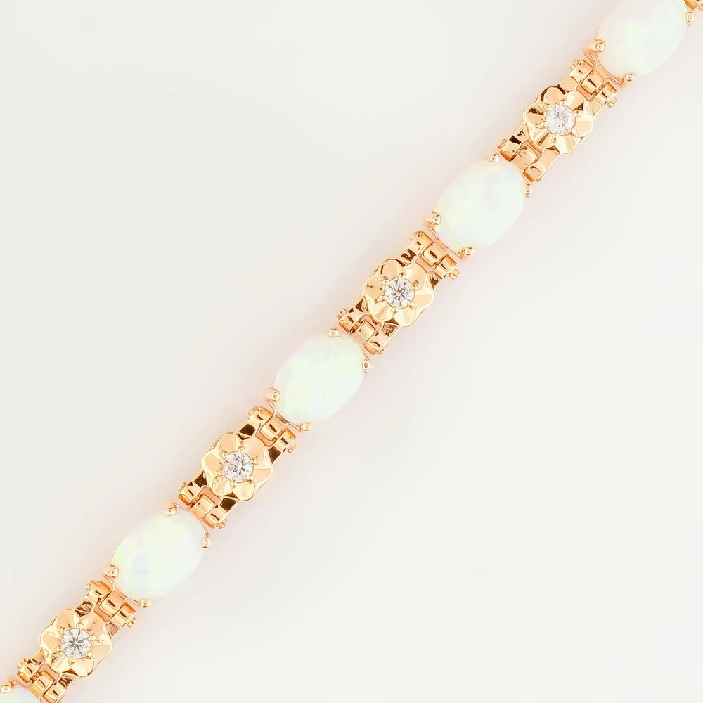 Браслет с опалом синтетическим из красного золота 585 пробы