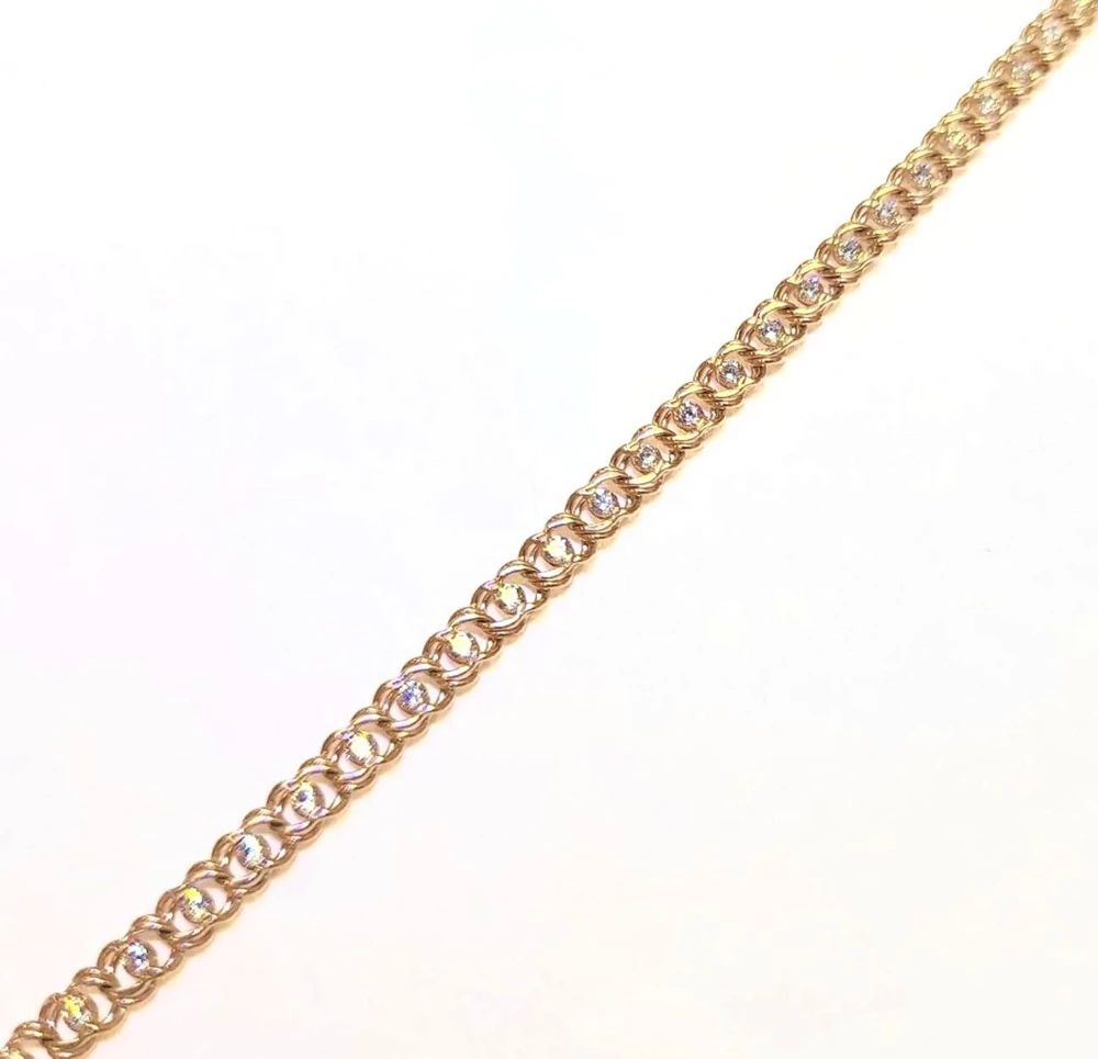 Браслет с фианитом из красного золота 585 пробы