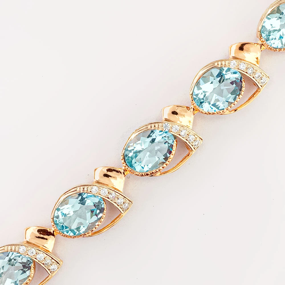 Браслет с топазом из красного золота 585 пробы