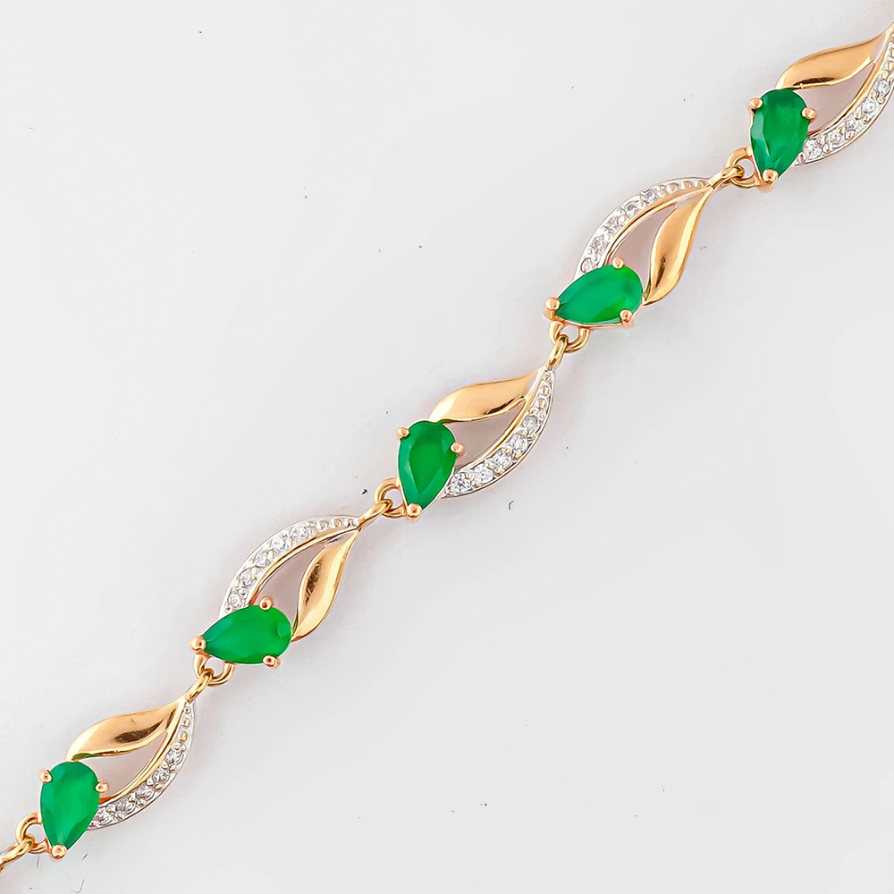 Браслет с агатом из красного золота 585 пробы