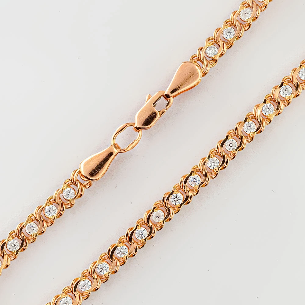 Браслет с фианитом из красного золота 585 пробы