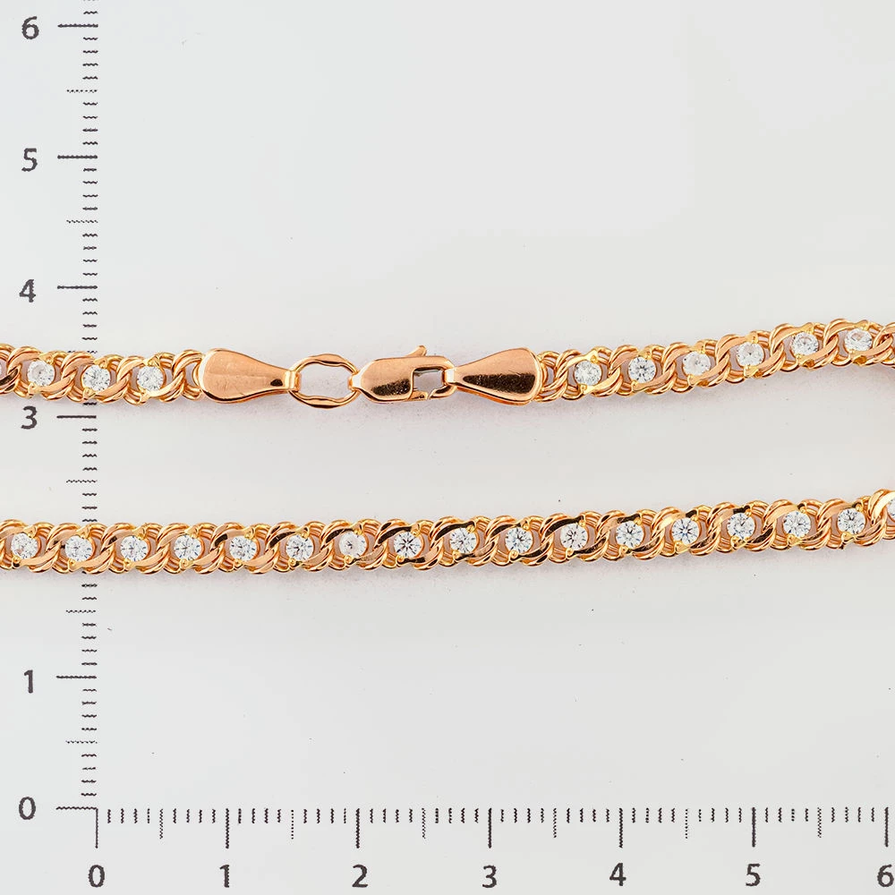 Браслет с фианитом из красного золота 585 пробы