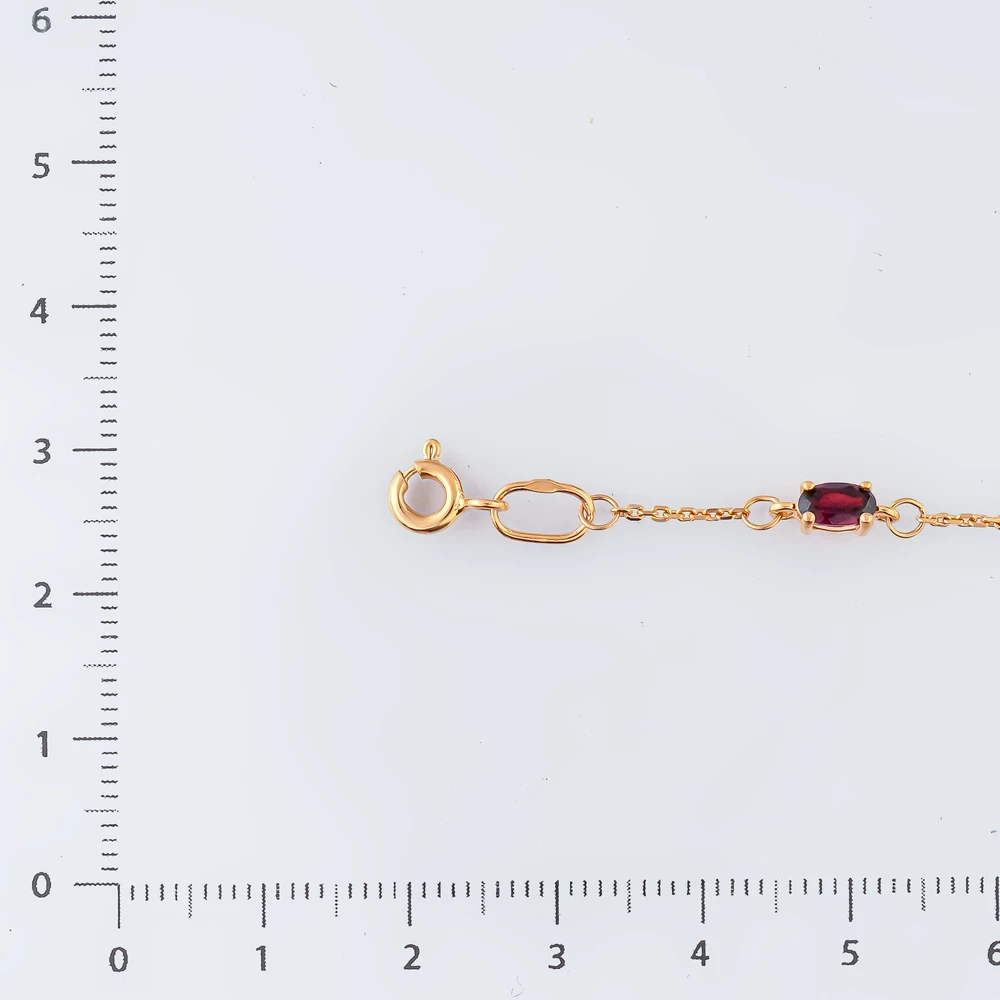 Браслет с гранатом из красного золота 585 пробы