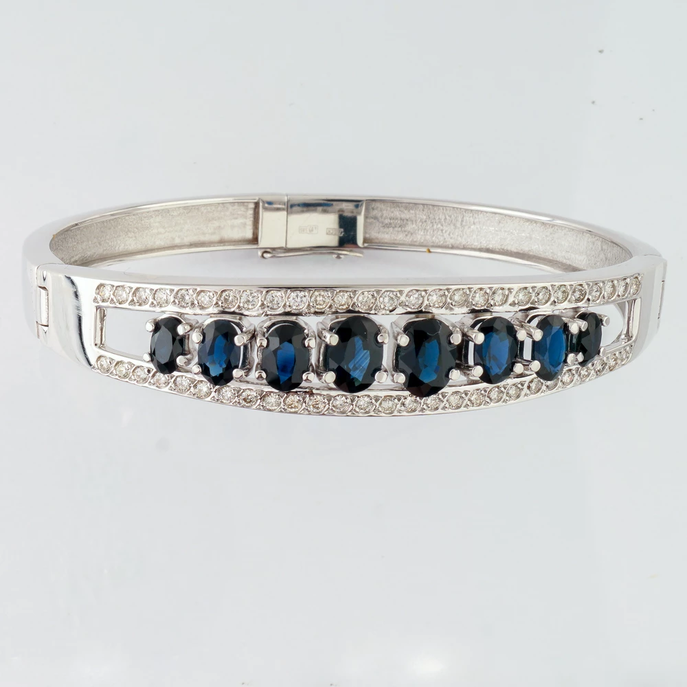 Браслет с сапфиром из белого золота 585 пробы