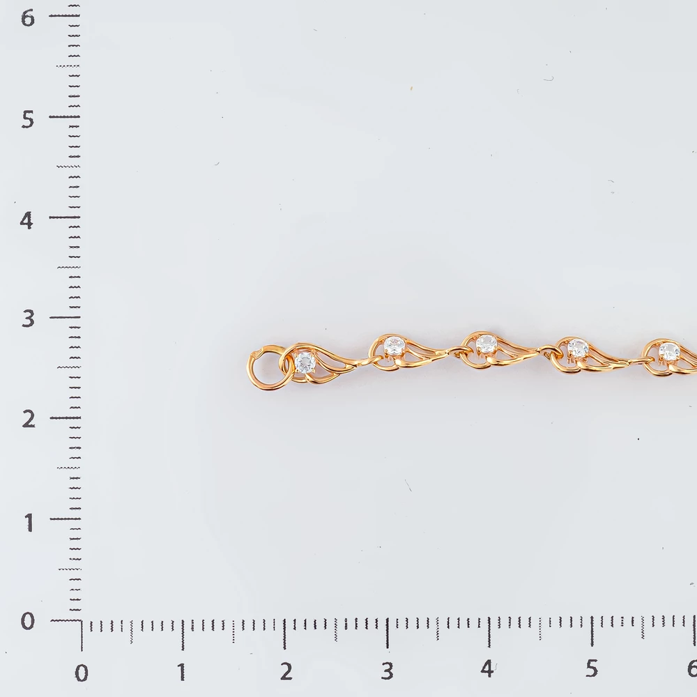 Браслет с фианитом из красного золота 585 пробы