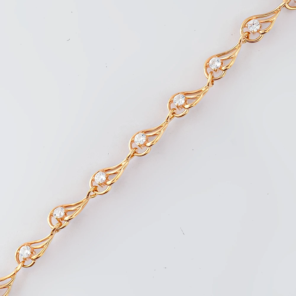 Браслет с фианитом из красного золота 585 пробы