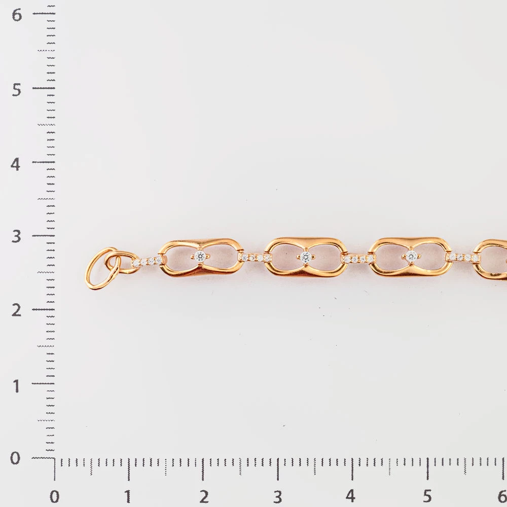 Браслет с фианитом из красного золота 585 пробы