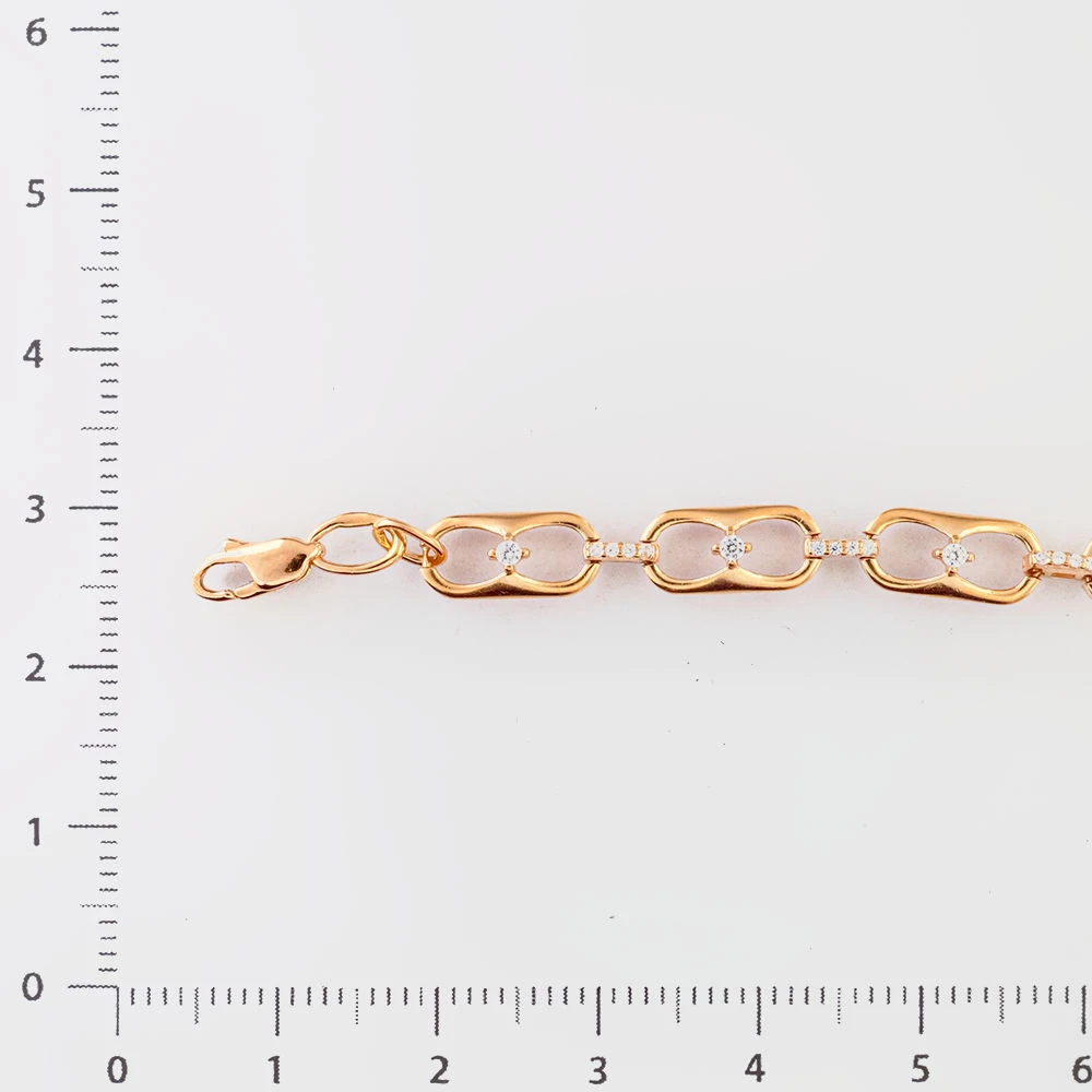 Браслет с фианитом из красного золота 585 пробы