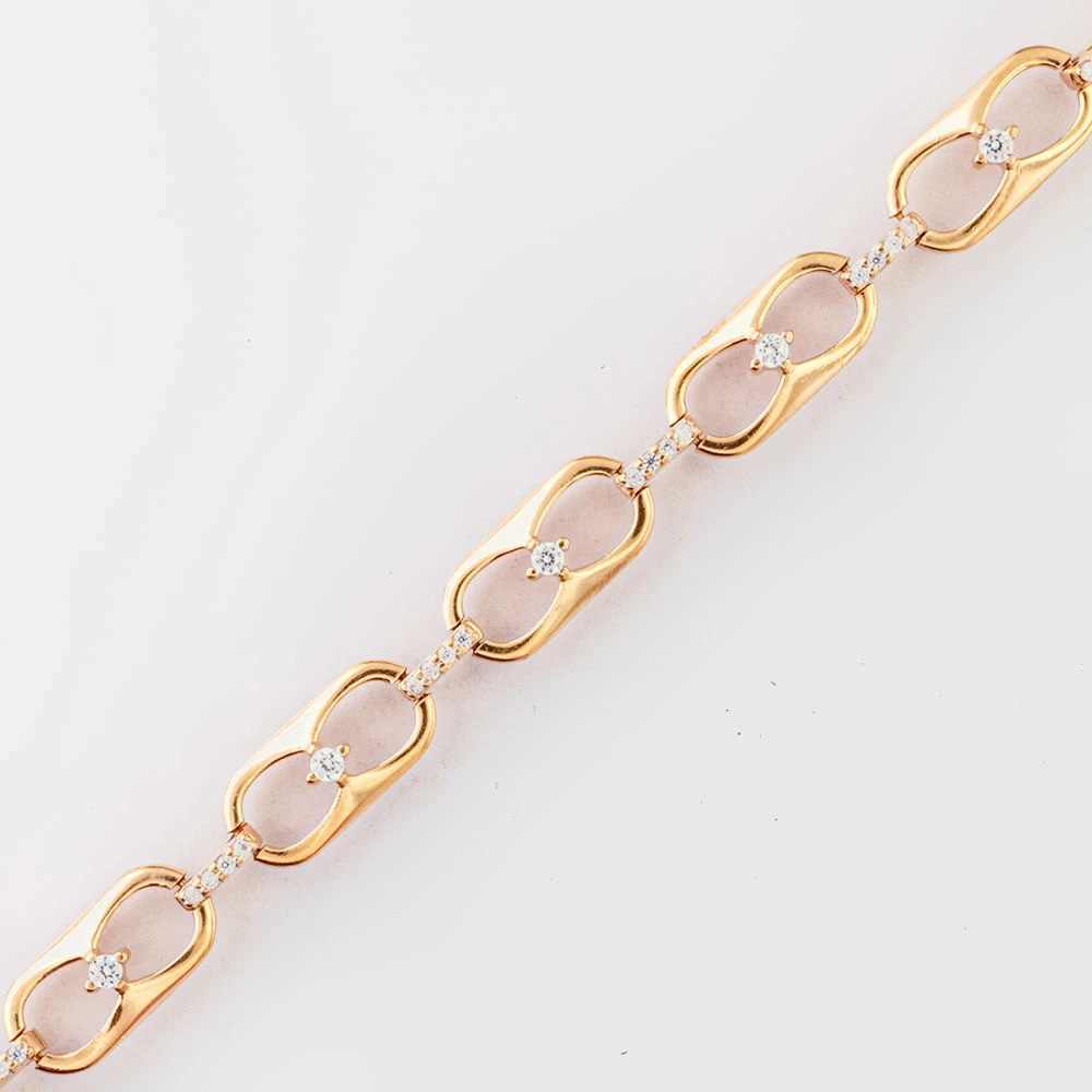 Браслет с фианитом из красного золота 585 пробы