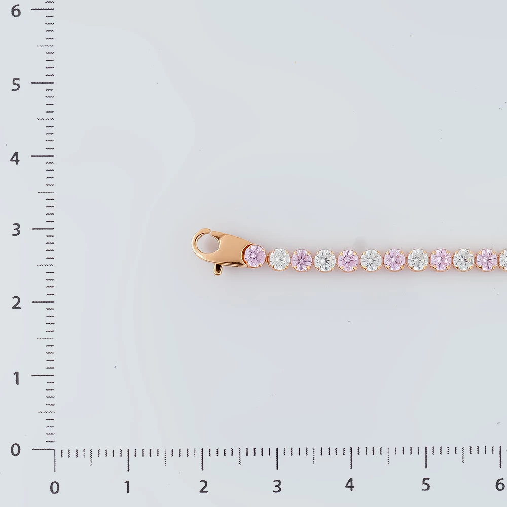 Браслет с фианитом из красного золота 585 пробы